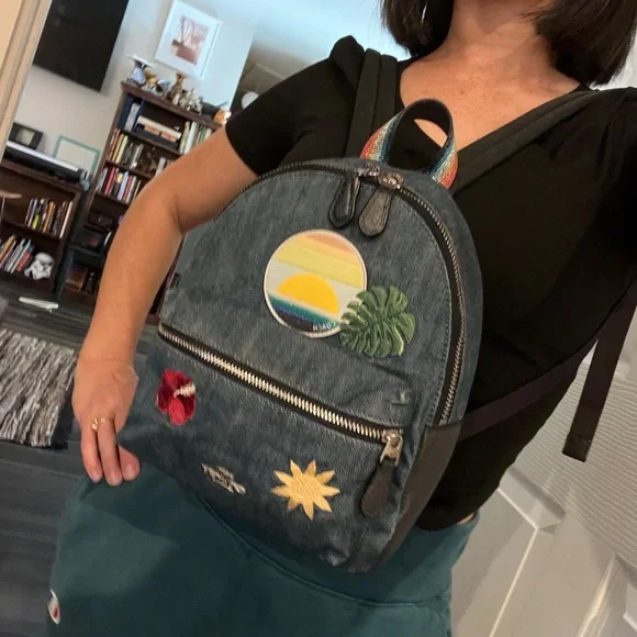 Coach Charlie Mini Backpack with Blue Hawaii Patches display picture 2